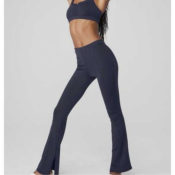 ALO Yoga Pants - ALO Yoga Navy Ribbed Leggings